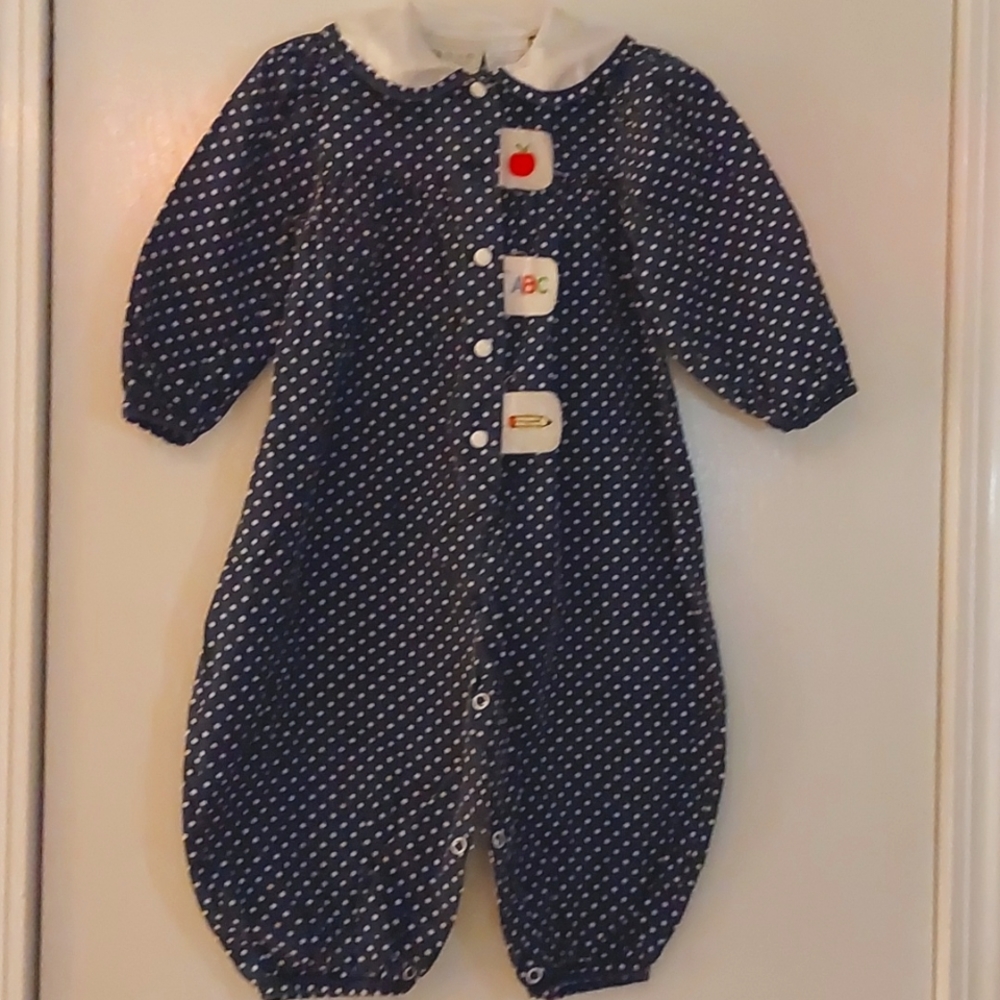 Vintage Toddler Girls Polka Dot Romper size 18 months